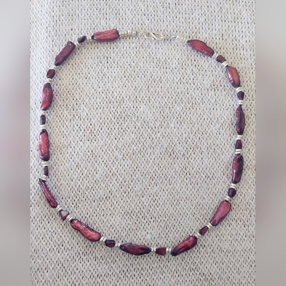 Purple cultured pearls and amethyst necklace - Picture 4 of 6